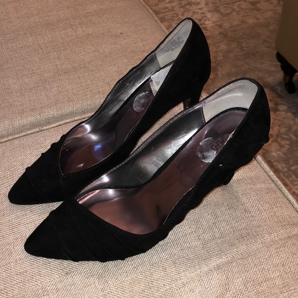 Black suede 3 inch heels
